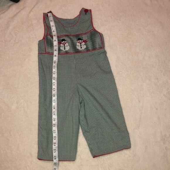 Smocked boys bodysuit with snowman - Picture 6 of 8